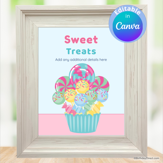 Little Candy and Cupcakes Sign 8x10 Editable Printable