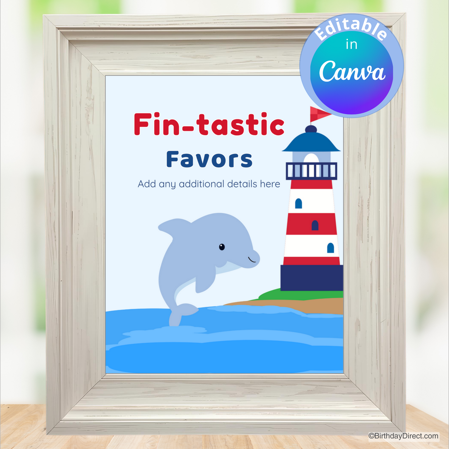 Little Dolphin Sign 8x10 Editable Printable