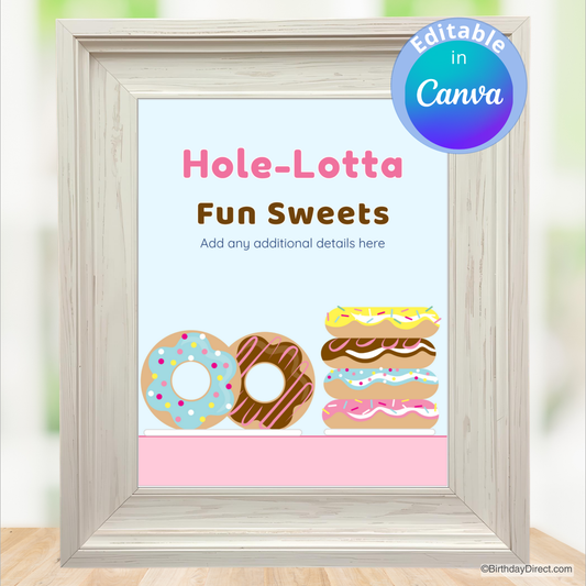 Little Donut Sign 8x10 Editable Printable