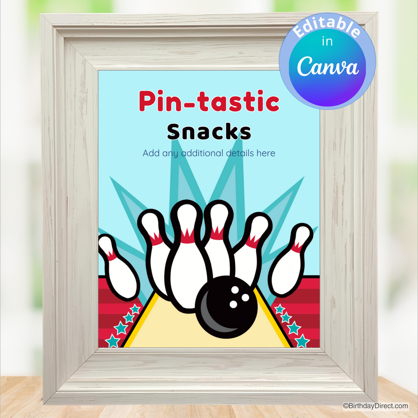 Little League Bowling Sign 8x10 Editable Printable