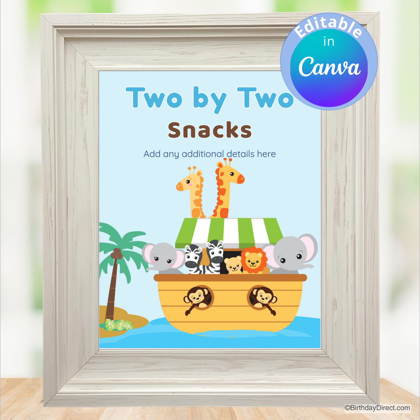 Little Noah's Ark Sign 8x10 Editable Printable