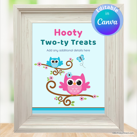 Little Owl Sign 8x10 Editable Printable