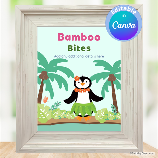 Little Penguin Hula Sign 8x10 Editable Printable
