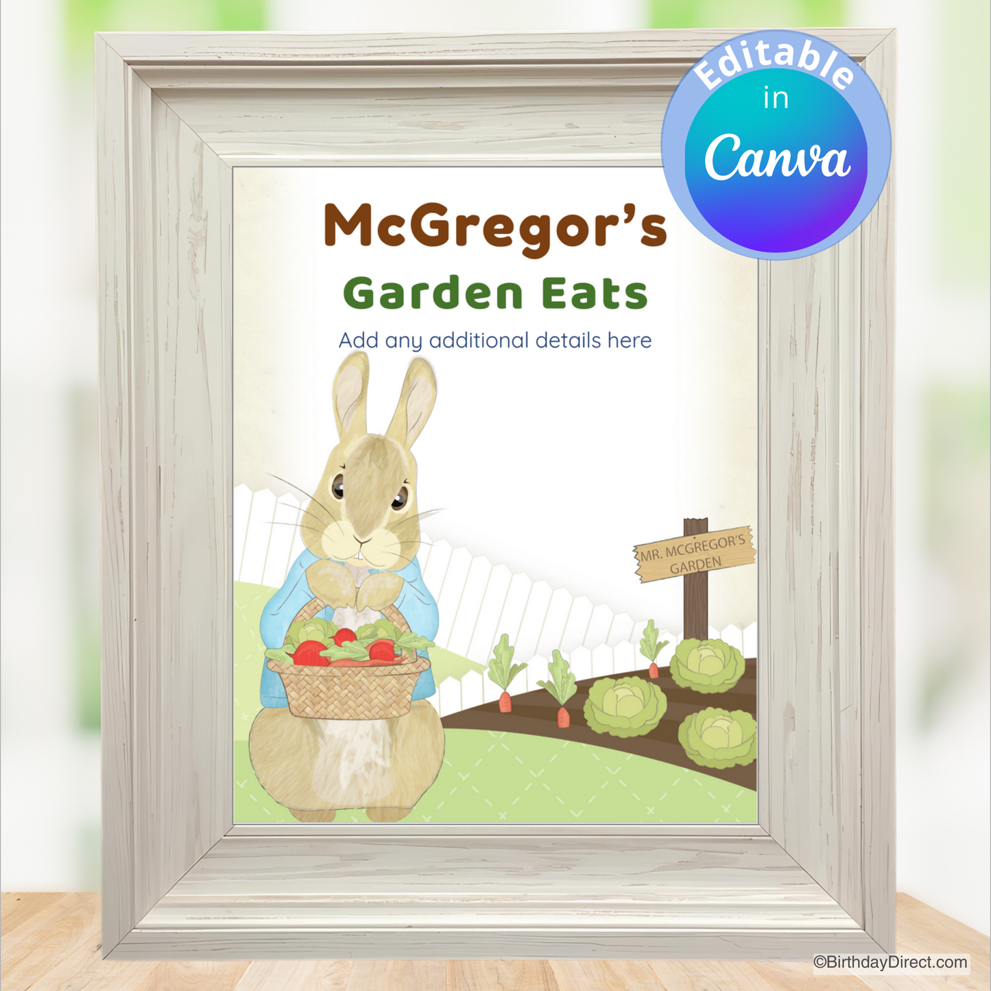 Little Peter Rabbit Sign 8x10 Editable Printable