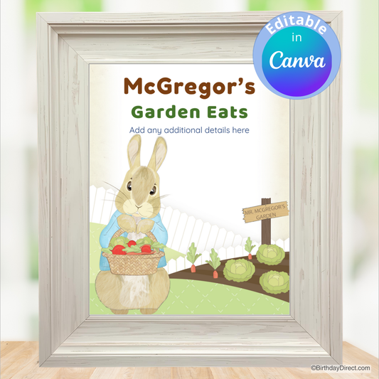 Little Peter Rabbit Sign 8x10 Editable Printable