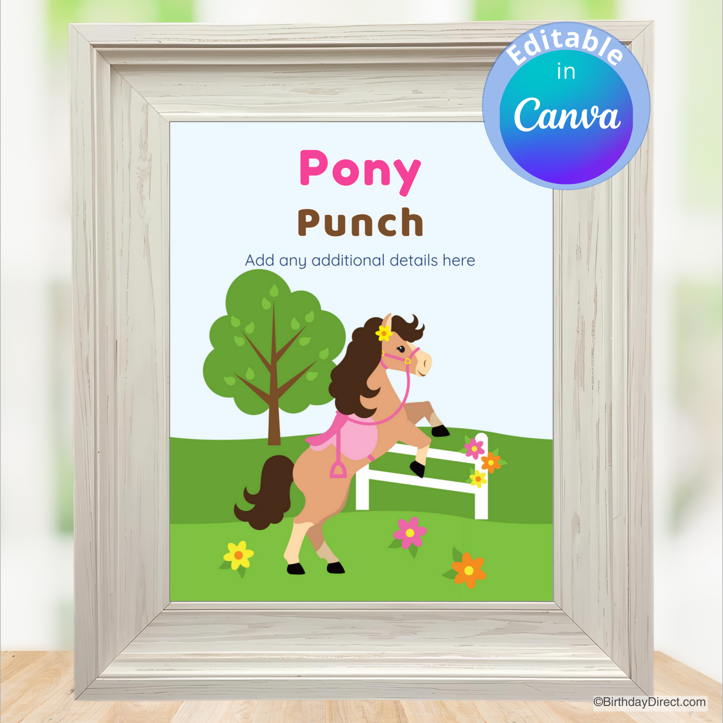 Little Playful Pony Sign 8x10 Editable Printable