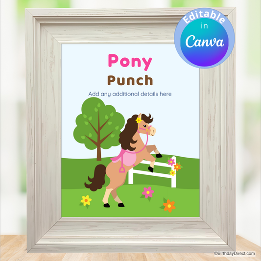 Little Playful Pony Sign 8x10 Editable Printable