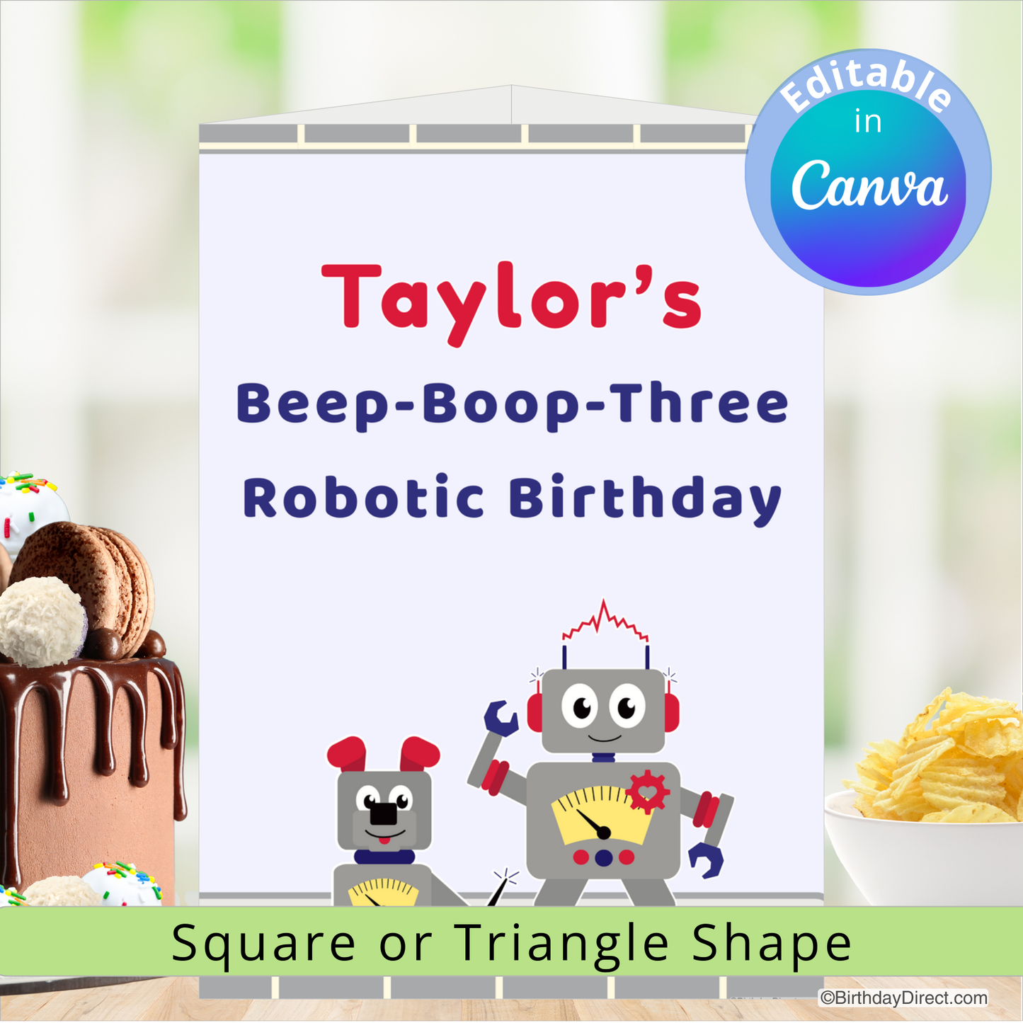 Little Robot Centerpiece – Editable 7" Canva Template