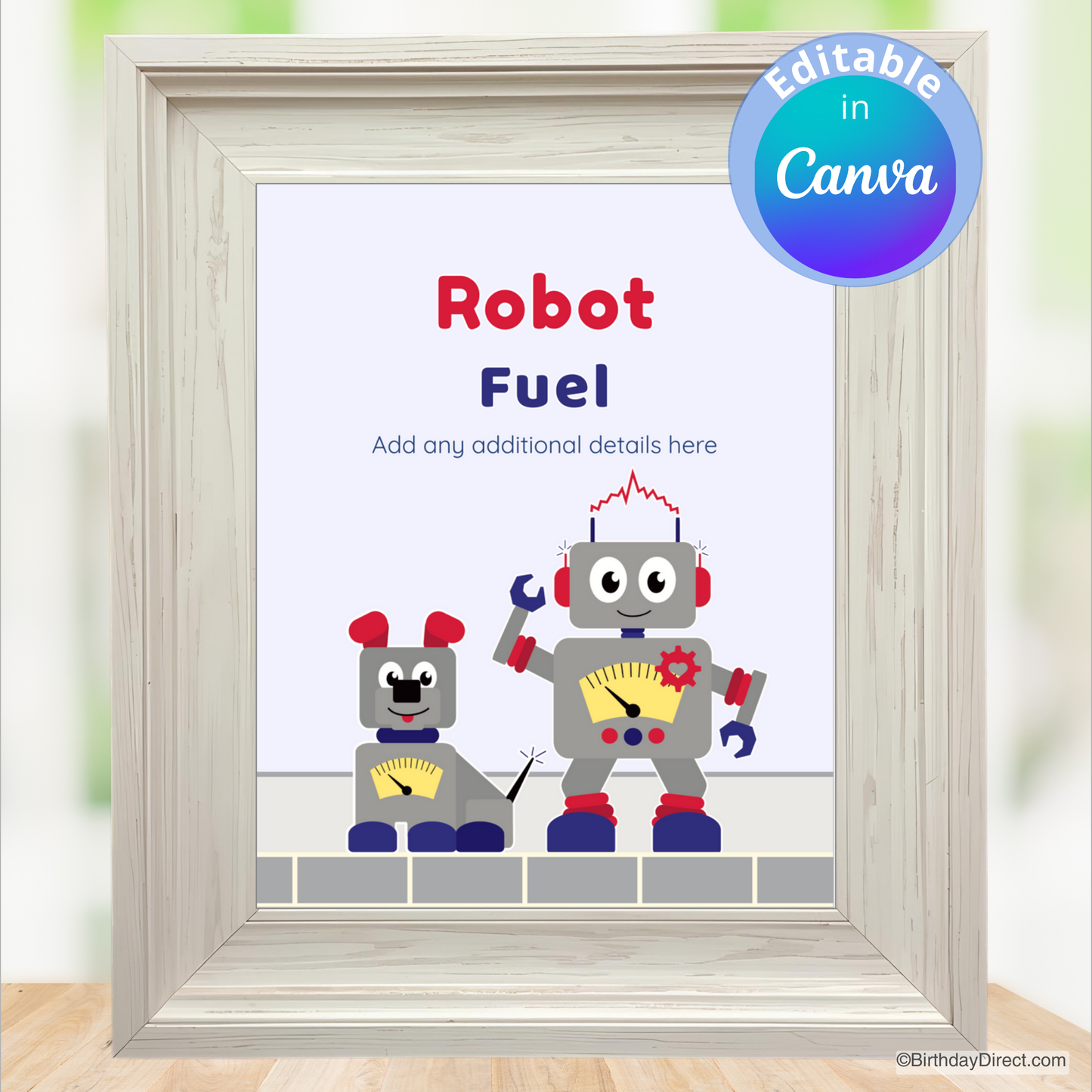 Little Robot Sign 8x10 Editable Printable