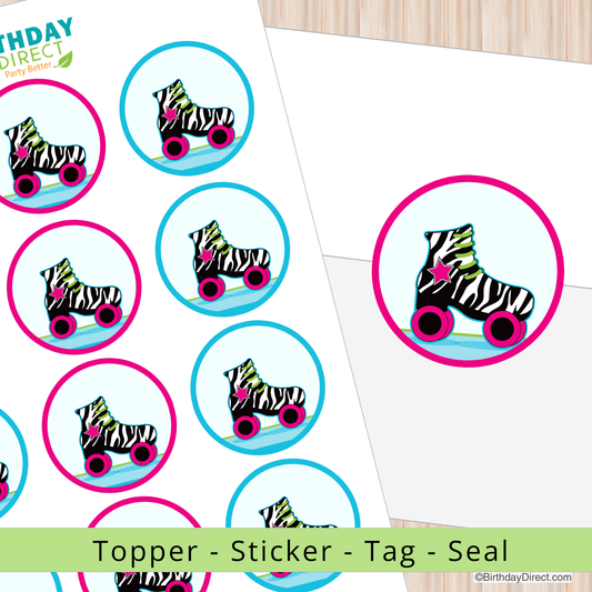 Little Roller Skate Cupcake Toppers – 2" Party Circles Printable PDF