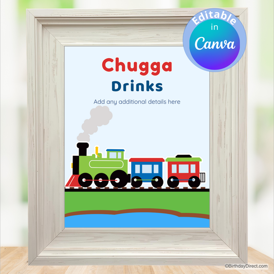 Little Train Sign 8x10 Editable Printable