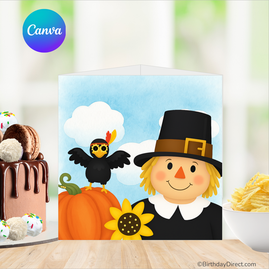 Pumpkin Patch Pals Giving Thanks Centerpiece – Editable 7" Canva Template