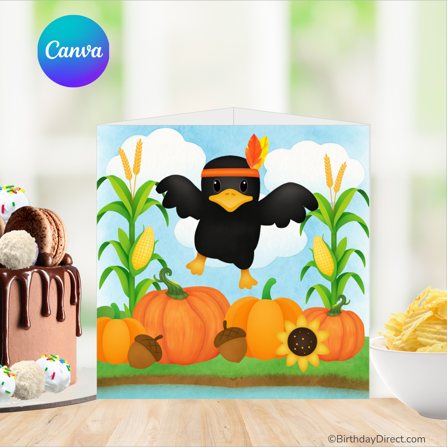 Pumpkin Patch Pals Giving Thanks Centerpiece – Editable 7" Canva Template