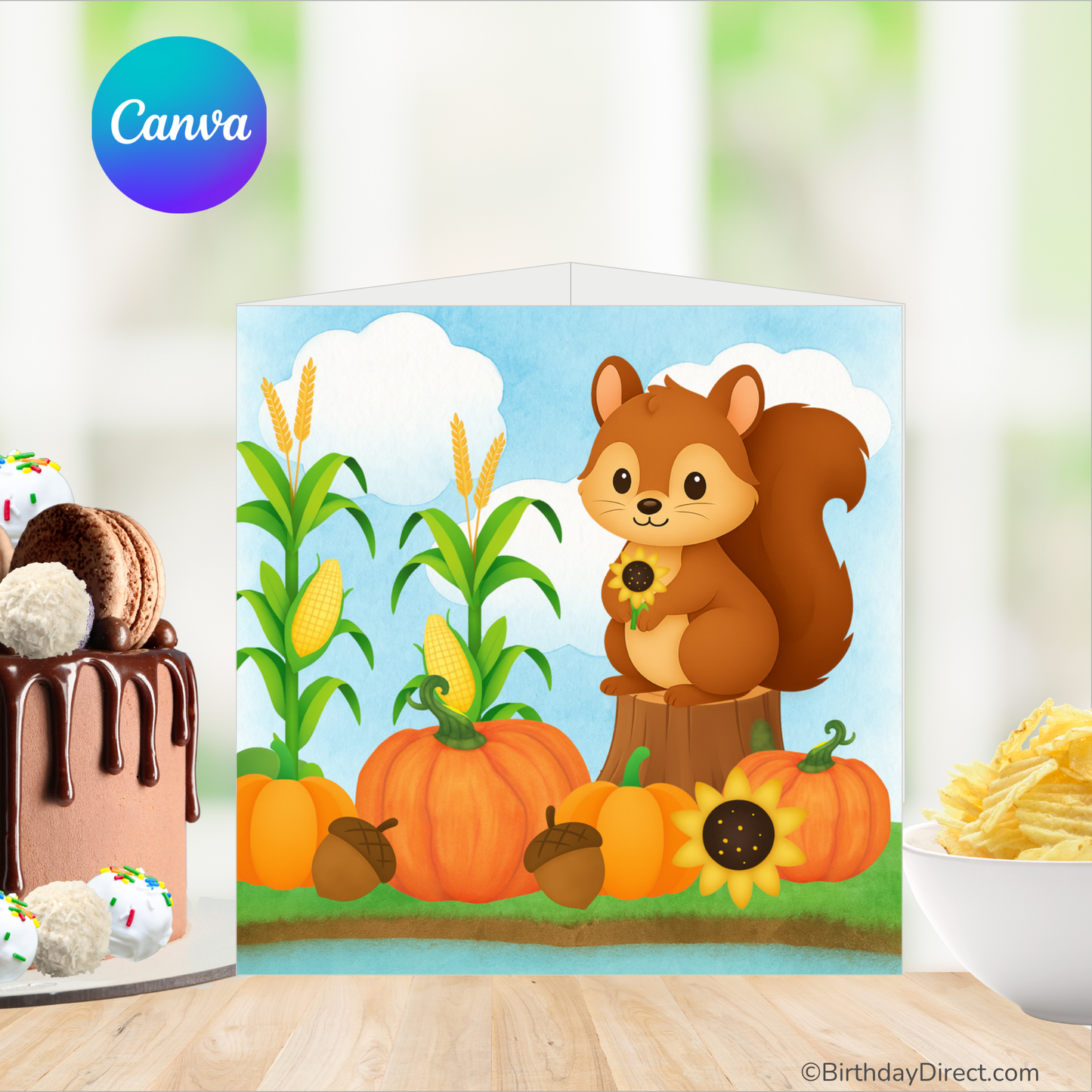 Pumpkin Patch Pals Giving Thanks Centerpiece – Editable 7" Canva Template