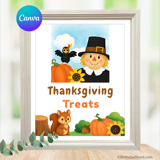 Pumpkin Patch Pals Giving Thanks Sign 8x10 Editable Printable
