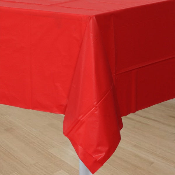 Ruby Red Plastic Table Cover, 54 x 108 inch, each