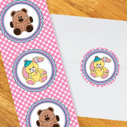 Birthday Direct's Teddy Bear Doctor Party Circle Stickers