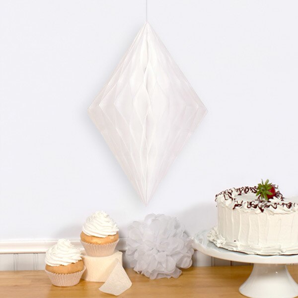 Bright White Diamond Tissue Decoration, 14 inch