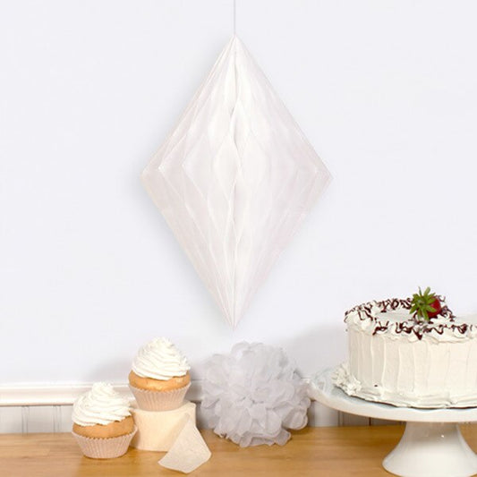 Bright White Diamond Tissue Decoration, 14 inch, 2 Count