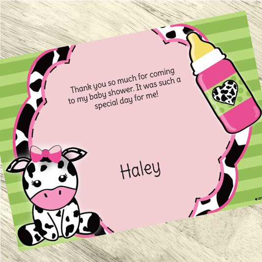Birthday Direct's Cow Baby Shower Pink Custom Thank You