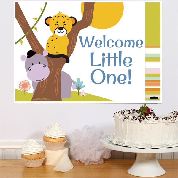 Lil Cub and Hippo Baby Shower Sign, 8.5x11 Printable PDF Digital Download by Birthday Direct