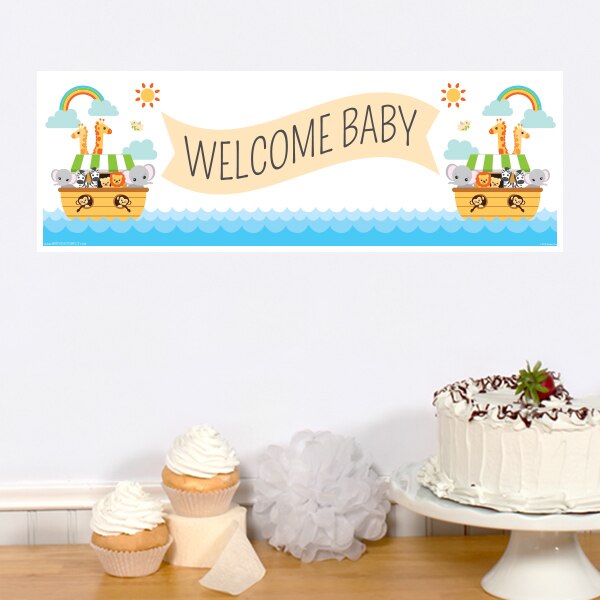 Noah's Ark Baby Shower Tiny Banner, 8.5x11 Printable PDF Digital Download by Birthday Direct