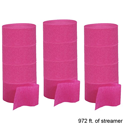 Crepe Streamers 12-81 Foot Rolls Hot Pink, 972 feet, set of 12
