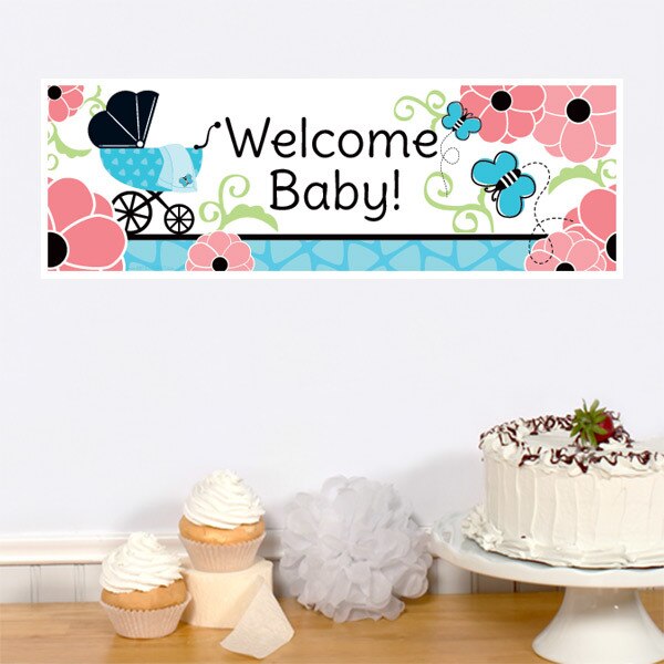 Little Butterfly Baby Shower Tiny Banner, 8.5x11 Printable PDF Digital Download by Birthday Direct
