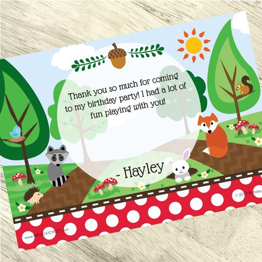 Birthday Direct's Woodland Party Custom Thank You