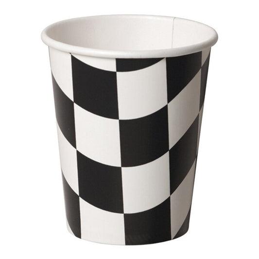 Black and White Checkered Flag Cups, 9 oz, 8 ct
