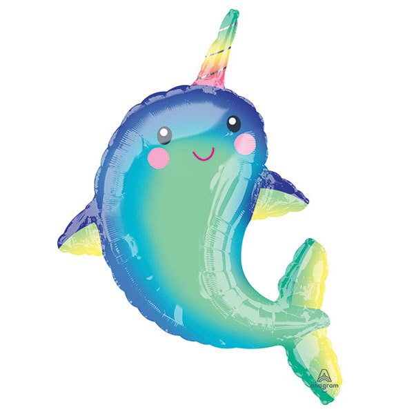 Narwhal SuperShape Foil Balloon, 39 inch, each