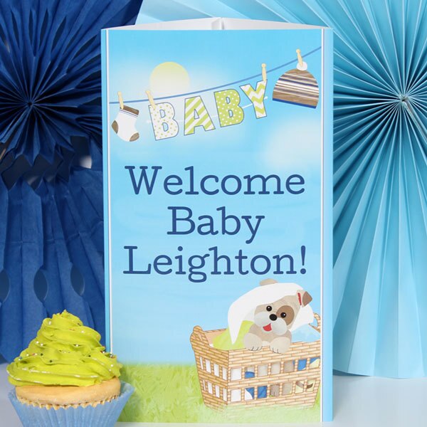 Birthday Direct's Clothesline Puppy Baby Shower Blue Custom Centerpiece
