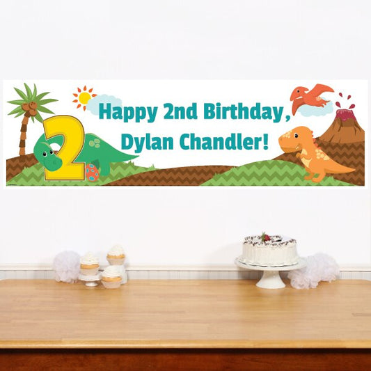 Birthday Direct's Little Dinosaur 2nd Birthday Custom Banner