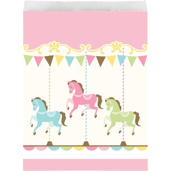 Carousel Horse Party Treat Bags, 6.5 x 9 inch, 8 count