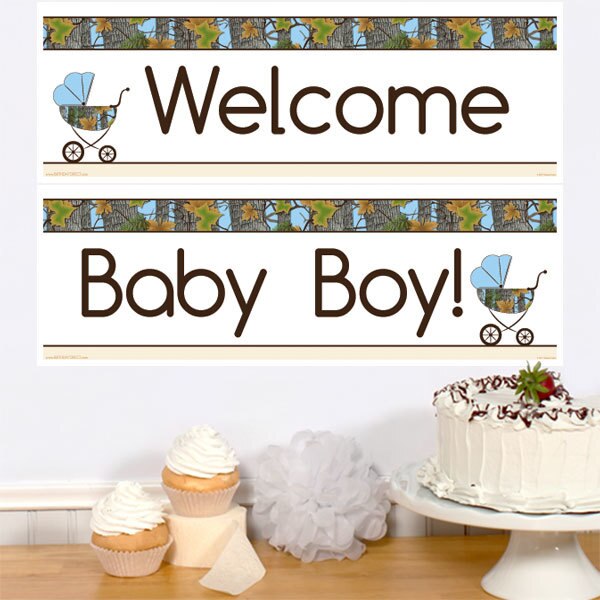 Birthday Direct's Camouflage Baby Shower Blue Two Piece Banners