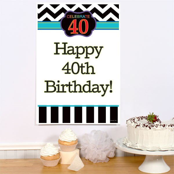 Celebrate 40th Birthday Sign, 8.5x11 Printable PDF Digital Download by Birthday Direct
