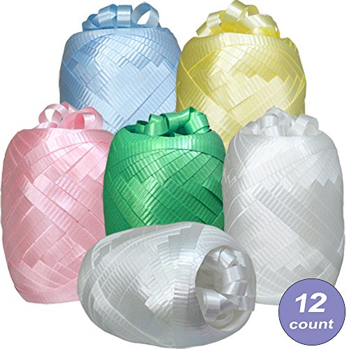 Pastel Party Shower Curling Ribbon Egg Assortment for Decoration or Gift Wrapping, 480 feet, set of 12