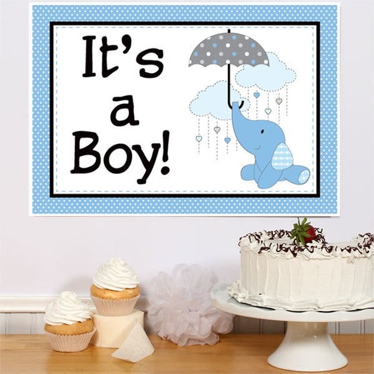 Birthday Direct's Elephant Baby Shower Blue Sign