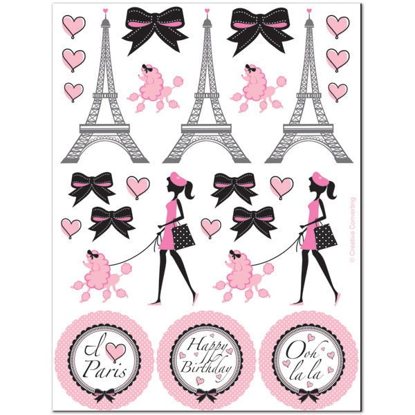 Paris Ooh La La Party Stickers, set, 4 count