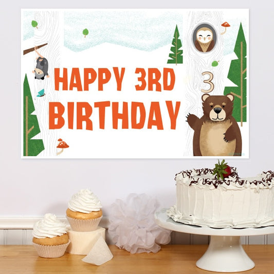 Wild Woodland 3rd Birthday Sign, 8.5x11 Printable PDF Digital Download by Birthday Direct