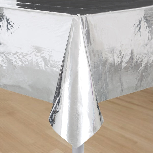 Silver Foil Table Cover, 54 x 108 inch, each