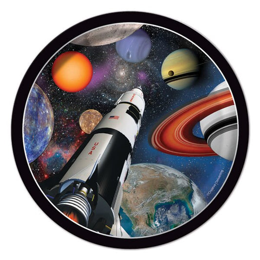 Space Solar System and Rocket Dessert Plates, 7 inch, 8 count