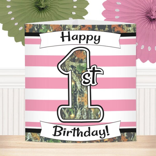 Birthday Direct's Camouflage 1st Birthday Pink Centerpiece
