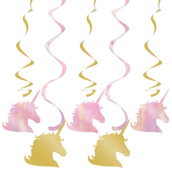 Unicorn Sparkle Dangling Swirl Decorations, 30 inch, 5 count