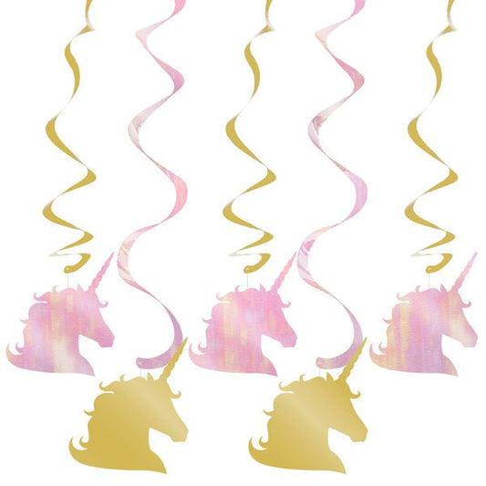 Unicorn Sparkle Dangling Swirl Decorations, 30 inch, 5 count
