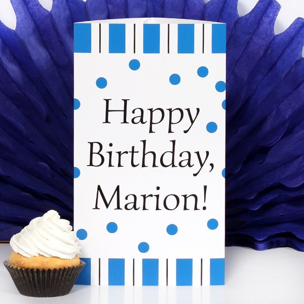 Birthday Direct's Polka Dot Blue and White Party Custom Centerpiece