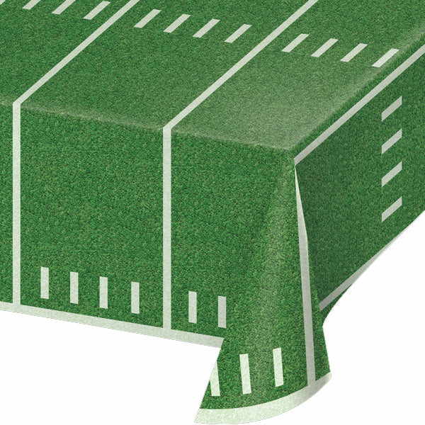 Football Party Field Plastic Table Cover, 54 x 108 inch, each