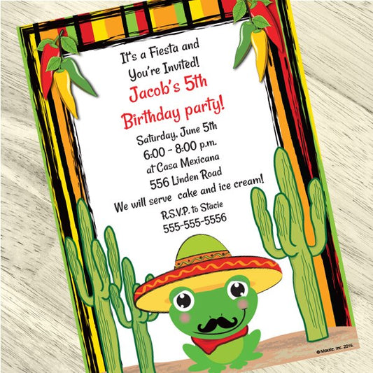 Birthday Direct's Fiesta Frog Party Custom Invitations