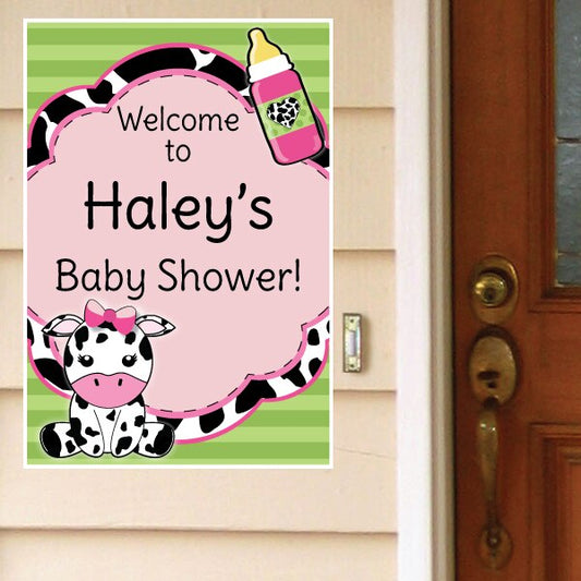 Birthday Direct's Cow Baby Shower Pink Custom Door Greeter