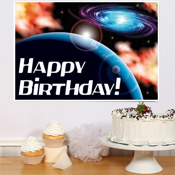 Space Birthday Sign, 8.5x11 Printable PDF Digital Download by Birthday Direct